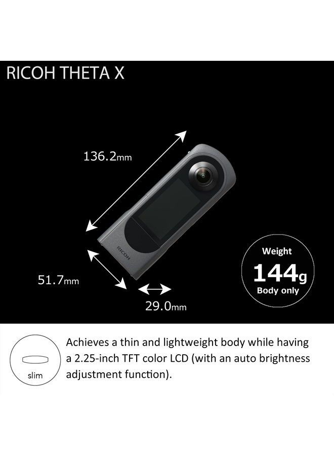 Compare Theta X 360 Degree Camera, High Resolution Image of approximate 60M, 5.7K 360, Touch Screen at KSA Price