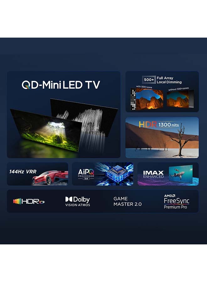 Compare 85 Inch TV 4K QDMini LED Smart Google TV Game Master 2.0 Dolby Vision IQAtmos HDR 1500 Nits Peak IMAX Enhanced 144HZ VRR  2023 Model 85C755 Black 85C755 Black at KSA Price