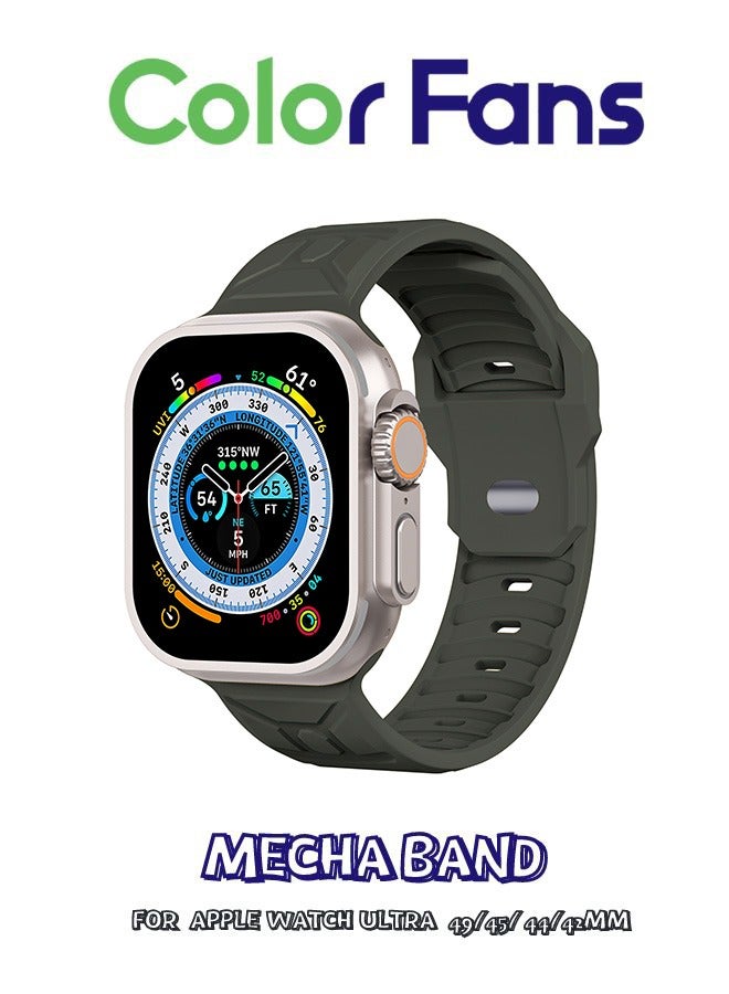 Compare Apple Watch Ultra Mecha Band 49mm 45mm 44mm 42mm for Men Women, Soft Silicone Sport Band Replacement Strap for Apple Watch Ultra iWatch Series 8 7 SE 6 5 4 3 2 1  forest green at KSA Price