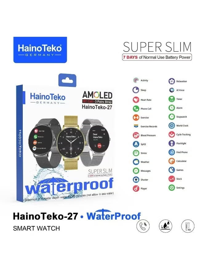 HainoTeko-27 Super Slim Smartwatch – Vibrant AMOLED…