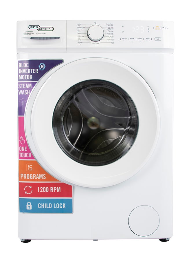 7.5kg Front Load Washing Machine, 1200 RPM, 15…