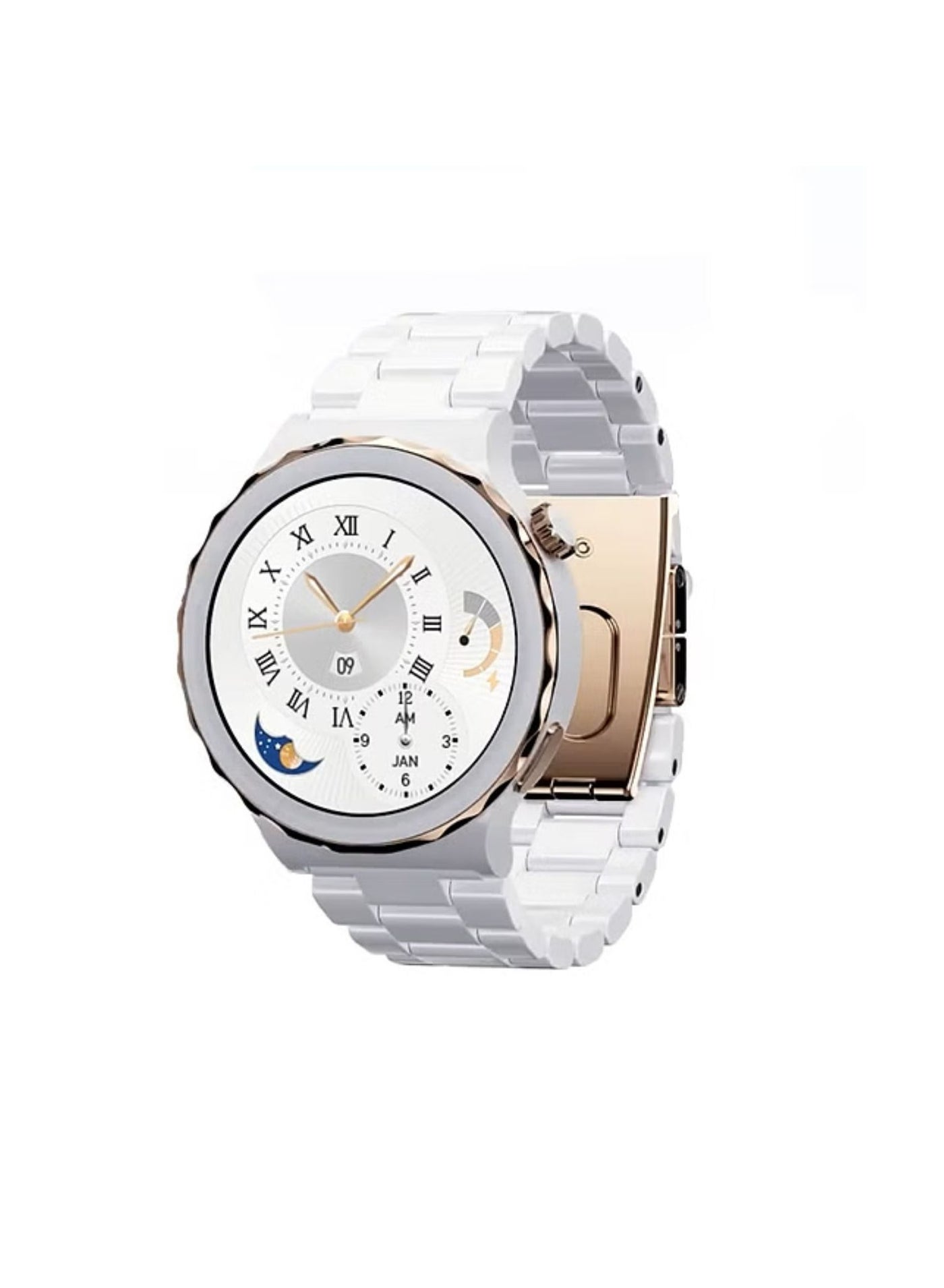 Compare Premium RW15 With 3 Replacement Bands Ceramic,Leather,Silicon and Wireless Charger_Gold at KSA Price
