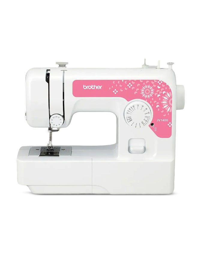 Compare Compact Electric Sewing Machine Easy To Use Sewing And Mending Machine | Featuring 14 Range Of Stitches And Free Arm Conversion This 4Step Buttonhole | Top Load Bobbin System And Led Sewing Light | An Instructional Dvd For Easy Setup And Operation | WhitePink Color | Made In Vietnam JV1400 WhitePink at KSA Price