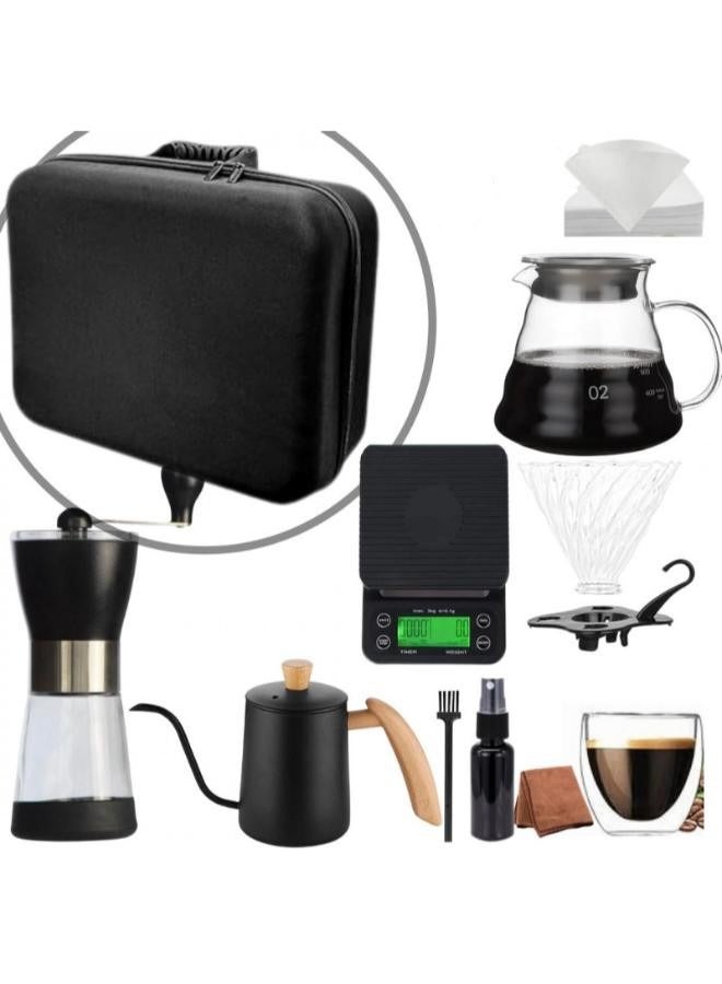 Compare Pour Over Coffee Maker set, V60 Coffee Kit with Portable Carry Case, Coffee Kettle, Drip Filter Coffee Share Pot,Filters,Coffee Scale,Double wall Mug,Manual Coffee Grinders at KSA Price
