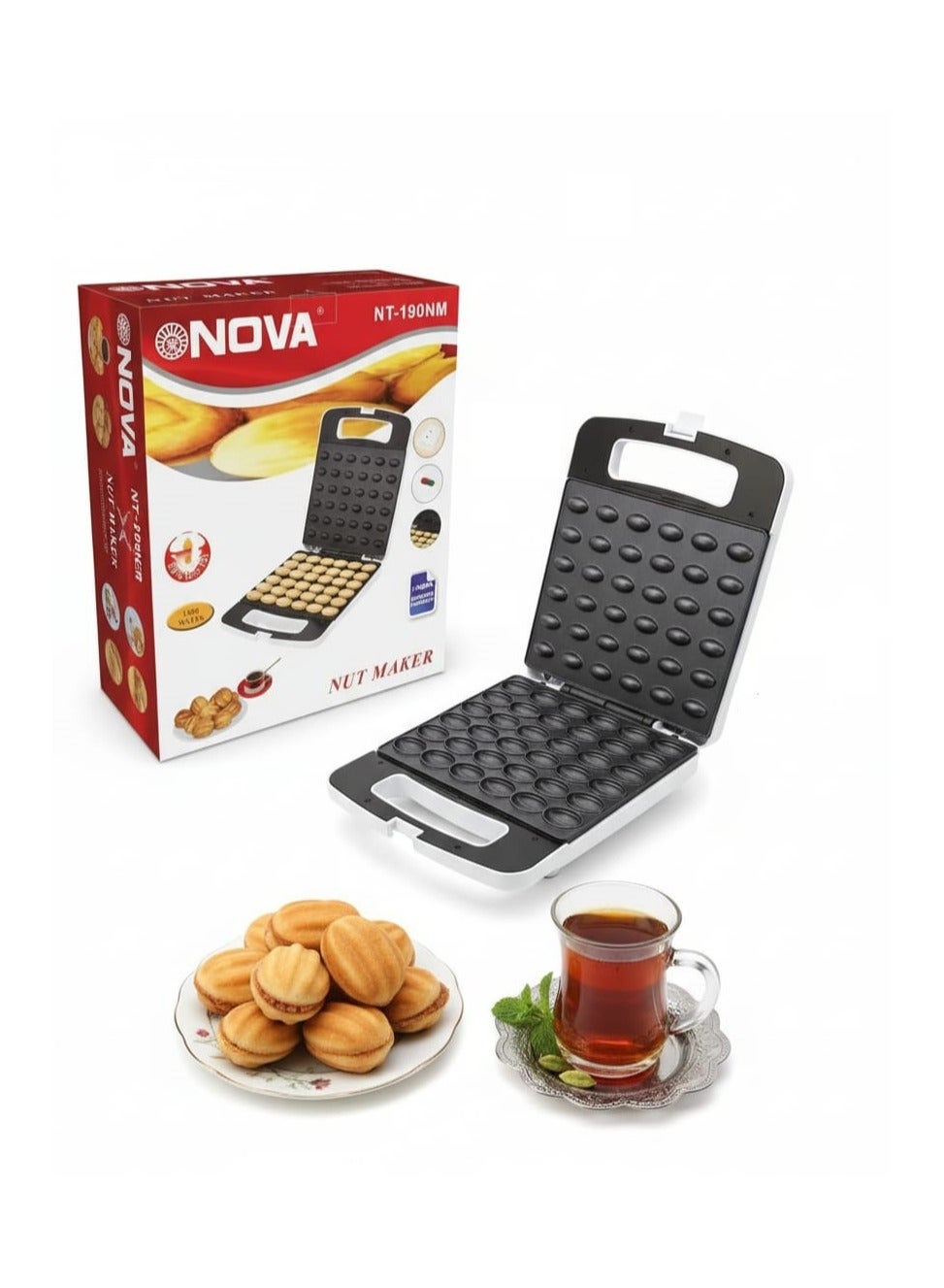 Compare 36 PCS Walnut Cookie Maker,1400W Double Side Heating, NonStick Electric Nut, Walnut, Cake & Biscuits Maker, Mini Nut Breakfast Machine, Baking Tool for Home Kitchen, NT190NM at KSA Price