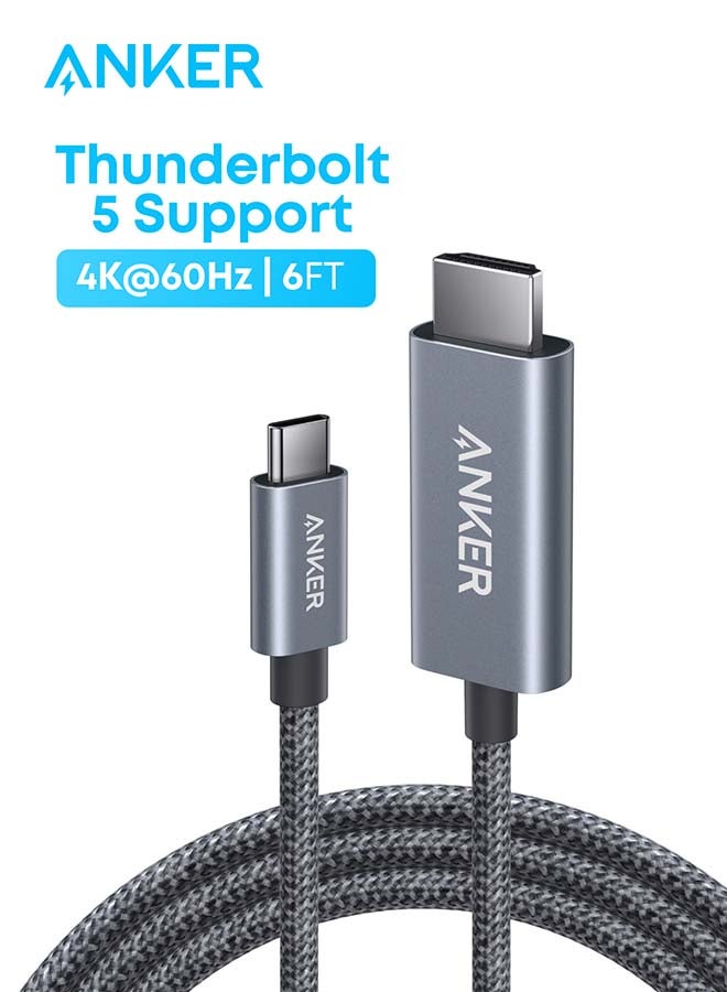 Compare Anker HDMI Cable, 4K@60Hz UltraFast NylonBraided USB C to HDMI Cord with Advanced Shielding, Thunderbolt 543, For MacBook, iPad, iPhone, HD TV, and More 1.8m ‎Black at KSA Price