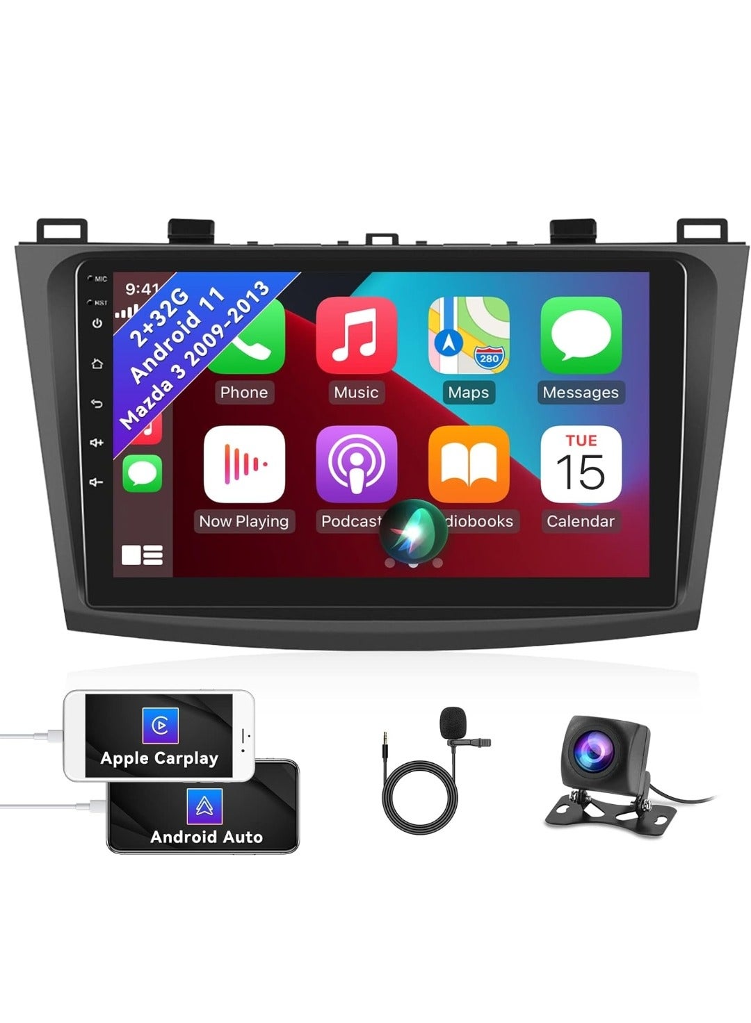 Compare For Mazda 3 2009  2013 Android Car Stereo Support Apple Carplay Android Auto Wireless Bluetooth USB AHD Camera Included at KSA Price