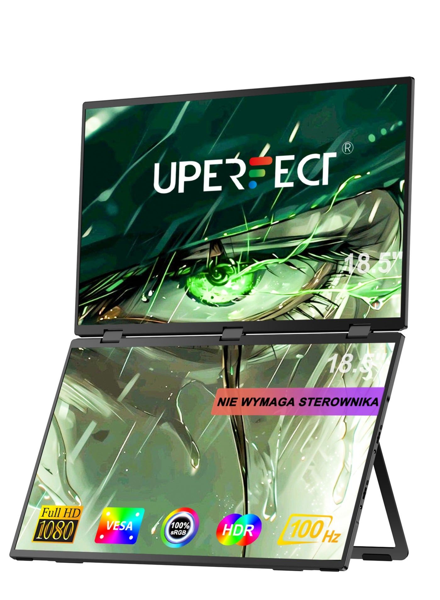 Compare UPERFECT Dual Portable Monitor 18.5 100Hz 100% sRGB Draagbaar Monitor with Stand & VESA Mount for LaptopSwitchMacBook at KSA Price
