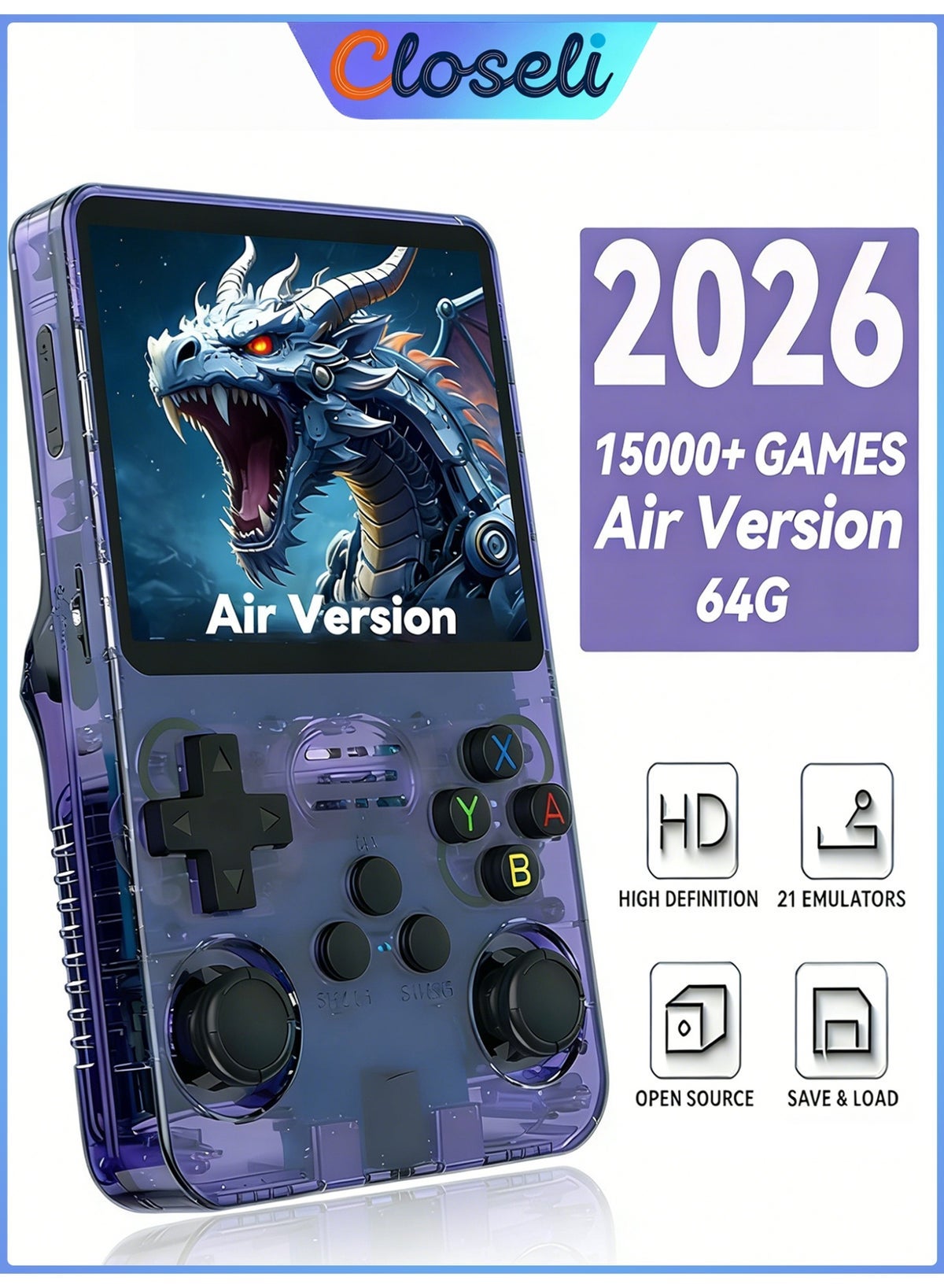 Compare R36S Retro Handheld Game Console,Portable Game Console,Mini Arcade Game Machine, with 64G TF Card, 3.5 Inch IPS Screen, Builtin 64GB TF Card, Open Source Linux System, OTG Support, 256GB Expandable, Birthday & Holiday Gifts at KSA Price
