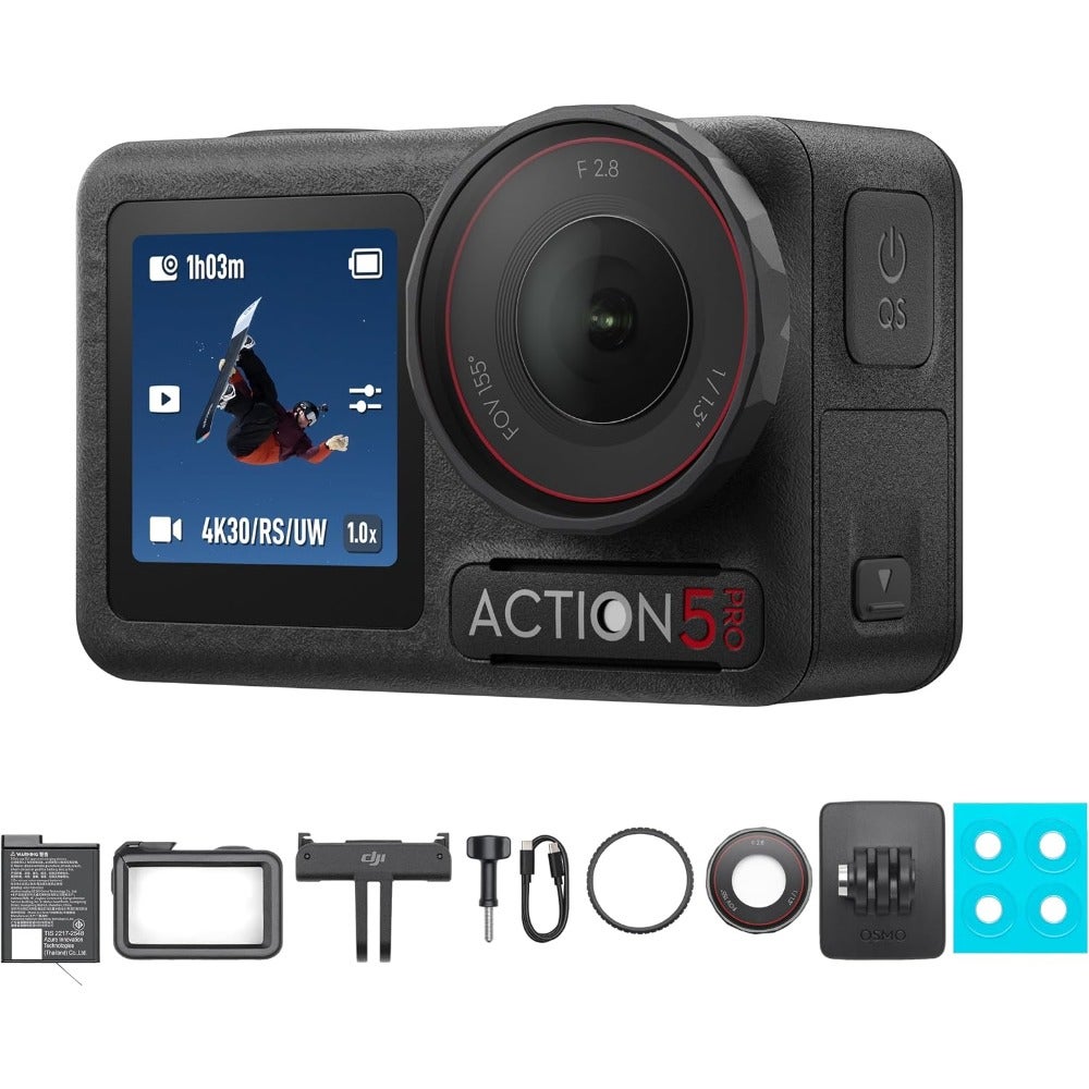 Compare Osmo Action 5 Pro Pack Standard Sports Camera 11.3 Sensor 4K120 fps Video Lens Tracking RockSteady+ Stabilization Dual 2 OLED Touch Screens Standard Combo at KSA Price