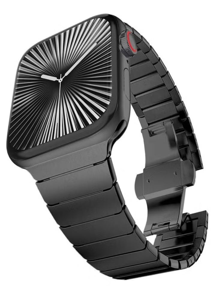 Compare Stainless Steel Strap for iWatch 49mm, 46mm, 45mm, 44mm, 42mm – Black Replacement Band for Apple Watch Ultra 3, Ultra 2, Ultra, Series 10, 9, 8, 7, SE, 6, 5, 4, 3, 2, 1 – Sleek, Durable & Adjustable at KSA Price