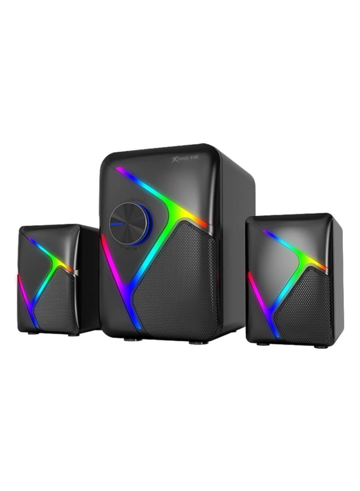 Compare SK610 2.1 Stereo Wired Gaming Speakers with Subwoofer, RGB Lights Stereo Bass 11W  Rainbow LED Lighting  Easy accessible volume knob  Black at KSA Price