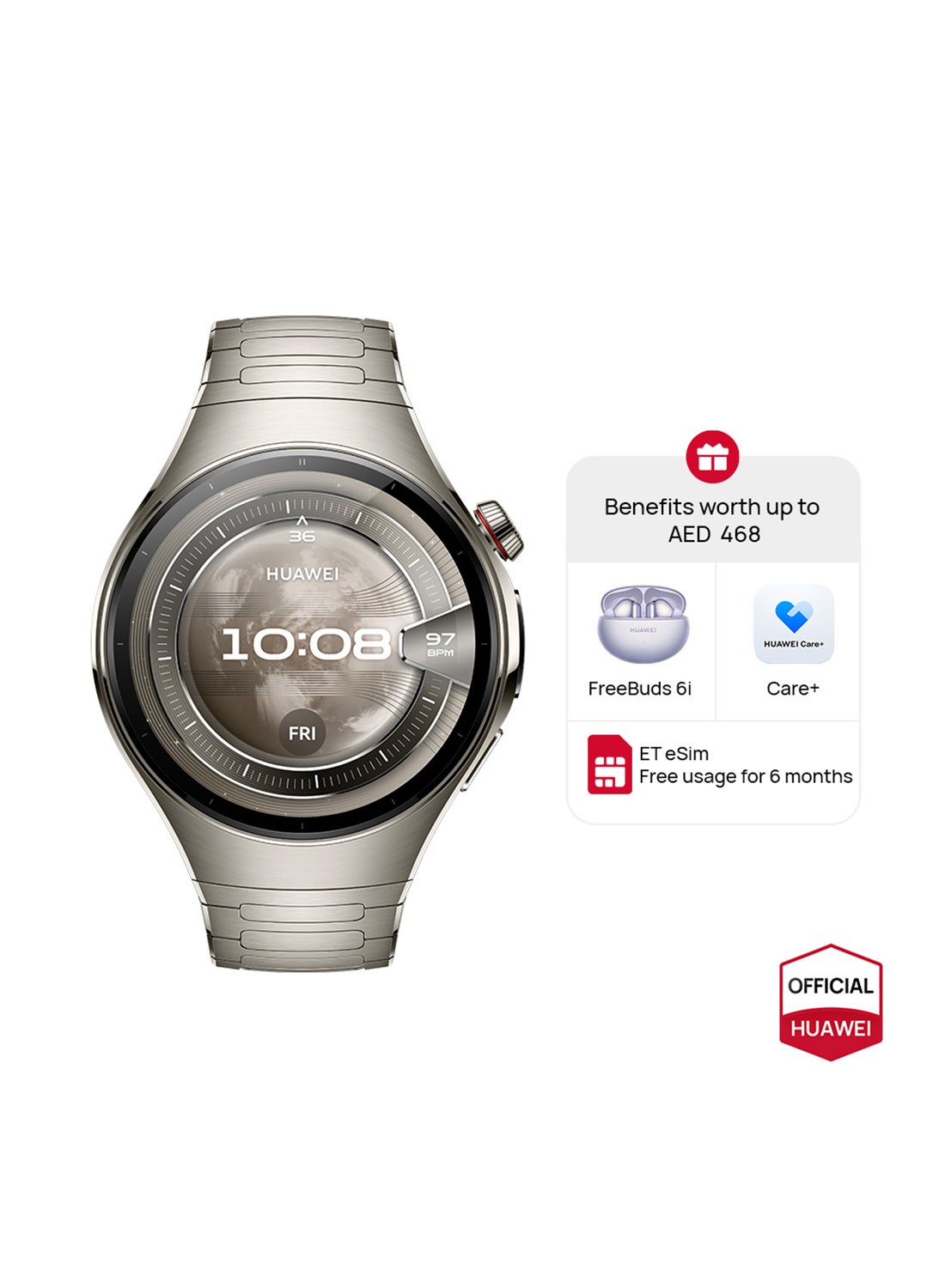 Compare Watch 5 46mm Smartwatch, Multisensing XTAP technology, RealTime Fingertip Blood Oxygen, eSIM, 2Battery Modes, Intuitive Smart Gestures, Compatible with iOS & Android + FOC Silver at KSA Price