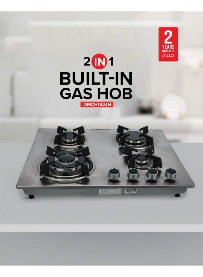 Compare 2 In 1 Gas Hob OMCH1824 SilverBlack at KSA Price