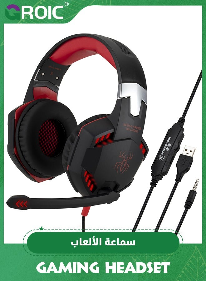 Compare Gaming Headset Headphones for Xbox Series X|S, Xbox One, PS5, PC, Mac, Nintendo Switch, Noise Isolating Over Ear Headphones with Mic, Red LED Light, Bass Surround for Sega Dreamcast at KSA Price
