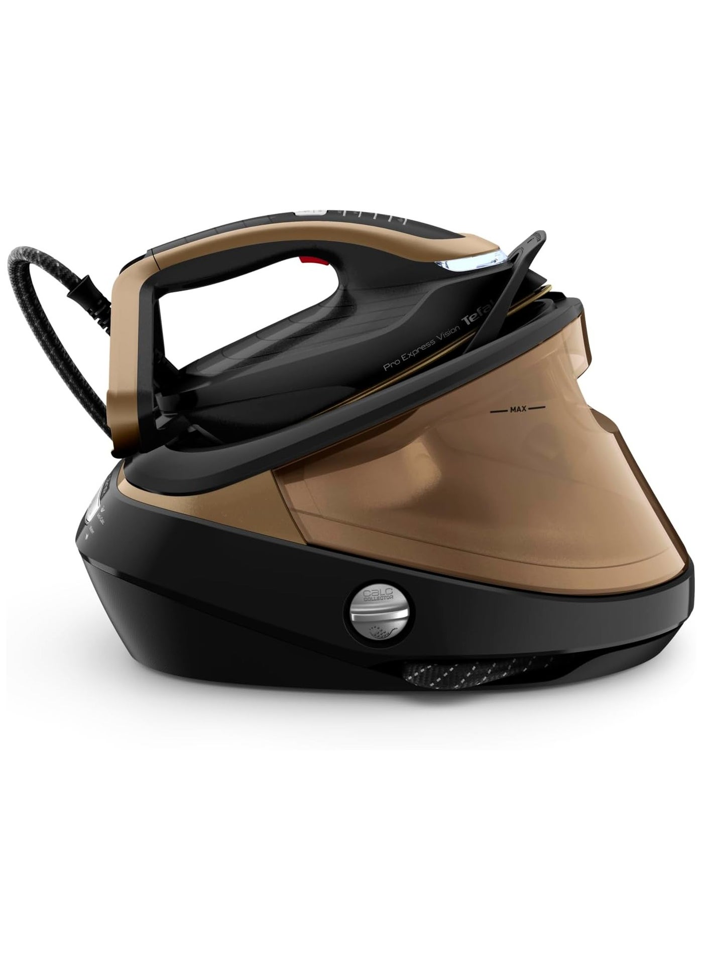 Compare Tefal GV9820G0 High Pressure Steam Generator Iron with Smart LED Light, 750gmin Steam Boost, 9 Bar Pressure, Horizontal and Vertical Steaming, GV9820 Pro Express Vision, Black & Gold 1.2 L 2700 W GV9820 Black & Gold at KSA Price