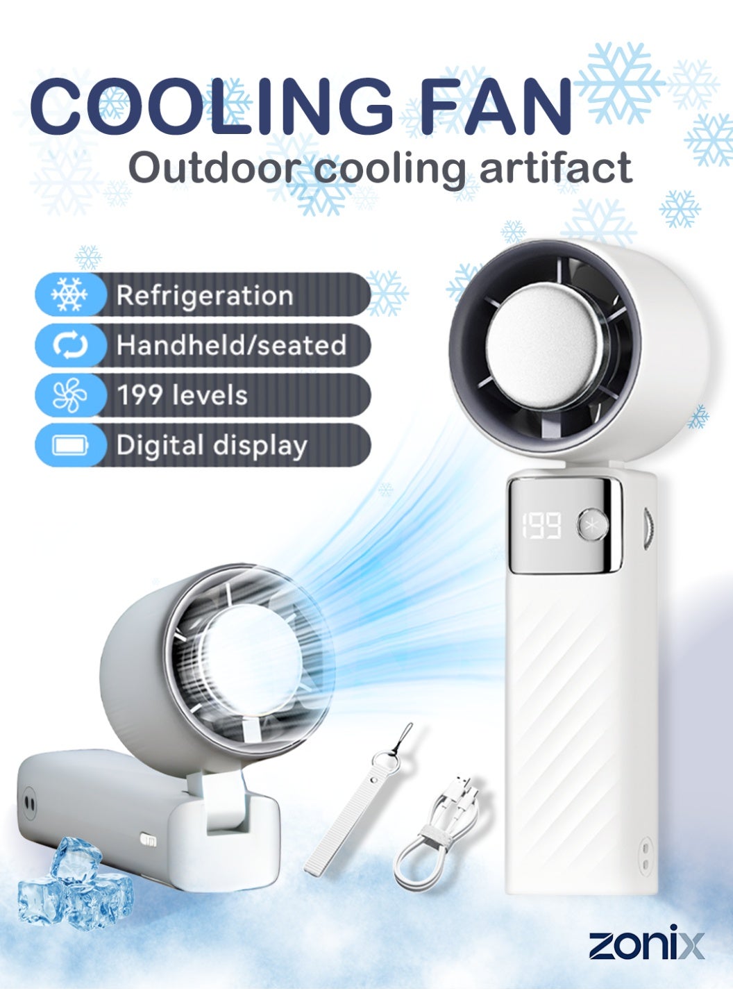 Portable Handheld Fan with 199-Speed Adjustable…