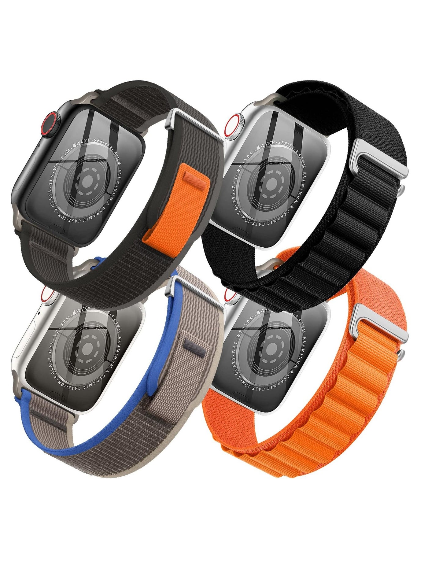 Compare Apple Watch Band 42mm 44mm 45mm 49mm 4 Pack Alpine Loop Nylon Band Women Men with Adjustable Metal GHook Strap for iWatch Ultra Series SE 87654321 at KSA Price