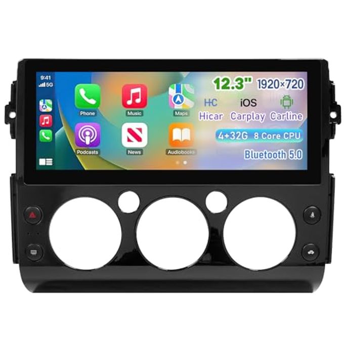 Compare Replacement For Toyota Fj Cruiser Radio 20072022 12.3 Android Head Unit 4+32G Easy Install Wireless Carplay & Android Auto Gps Navigation Bluetooth FmAm Black at KSA Price