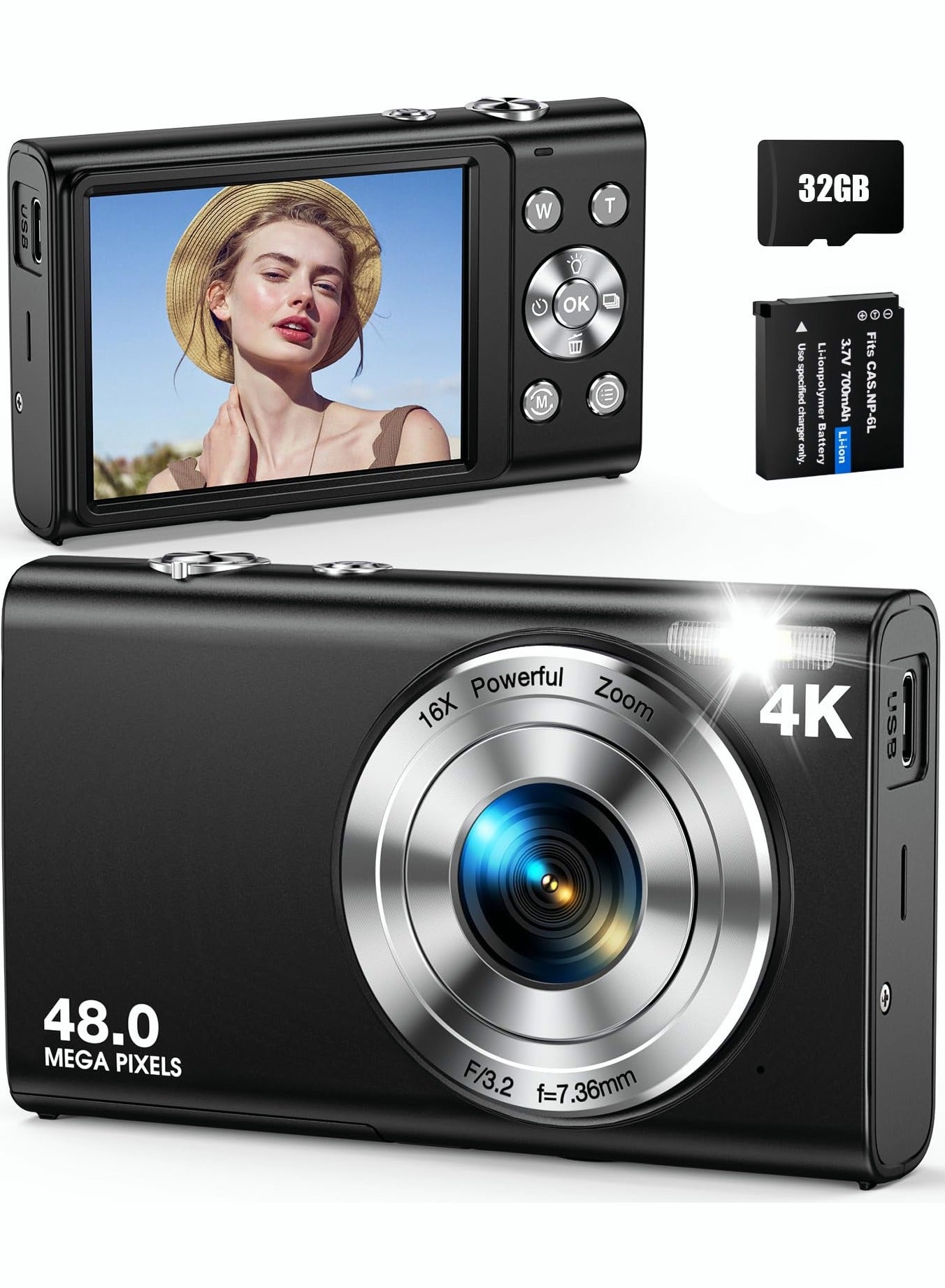Digital Camera, Autofocus UHD 4K Vlogging Camera…