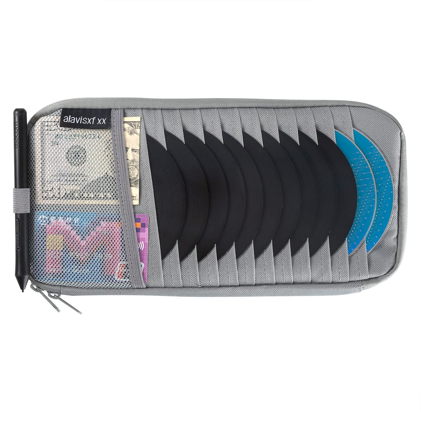 Compare alavisxf xx Car CD Holder DVD Vehicle Visor Storage Organizer Large Capacity CD Visor Case Holder with 12 Sleeves 1 Mesh Pocket 1 Pen Holder 1 Back Inner Pocket Grey at KSA Price