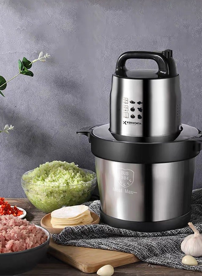 Compare 6L Stainless Steel Multifunctional Dual Speed Regulation Double Layer Four Blade Knife Cooking Machine, Household Meat Grinder, Meat Shredder, and Dumpling Filling Grinder at KSA Price