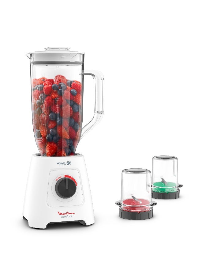 Compare MOULINEX Blendforce XXL Jar Blender, with Grinder & Chopper, 6 powelix blades, 600W, white, LM458127 600 W LM458127 White  Red  Black at KSA Price