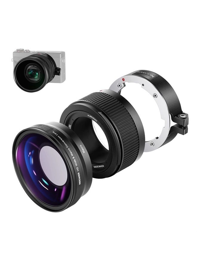 Compare NEEWER Wide Angle Lens Compatible with Canon G7X Mark III Camera, 2 in 1 18mm HD Wide Angle & 10x Macro Additional Lens with Extension Tube, Bayonet Mount Lens Adapter, Cleaning Cloth at KSA Price