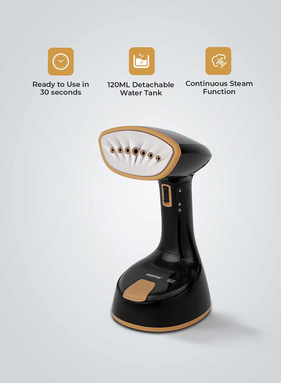 Compare Handheld Garment Steamer Equipped with Stainless Steel Head 120 ml 1470 W GGS25034 Black at KSA Price