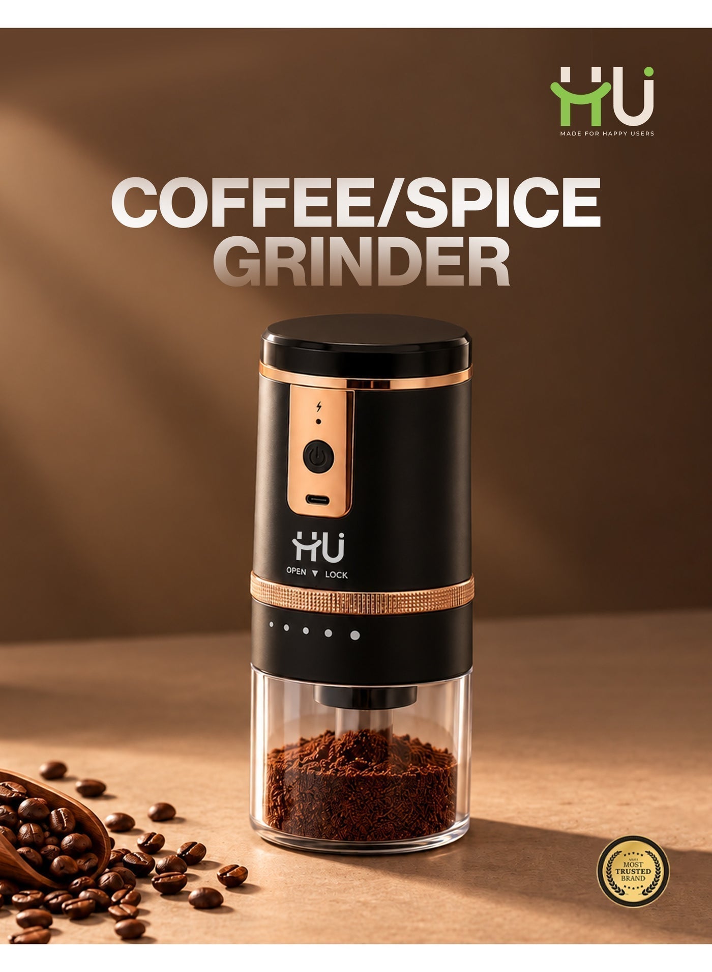 H_U Rechargeable Coffee & Spice Grinder, 250ml…