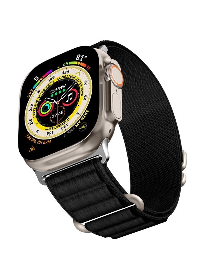 Compare Alpine Loop for Apple Watch Band 49mm 45mm 42mm 44mm, iWatch Bands Women Men Sport Strap GHook Nylon Bracelet Wristband for Apple Watch Ultra Band Series 8 7 6 5 4 3 2 1 Series SE, Black at KSA Price