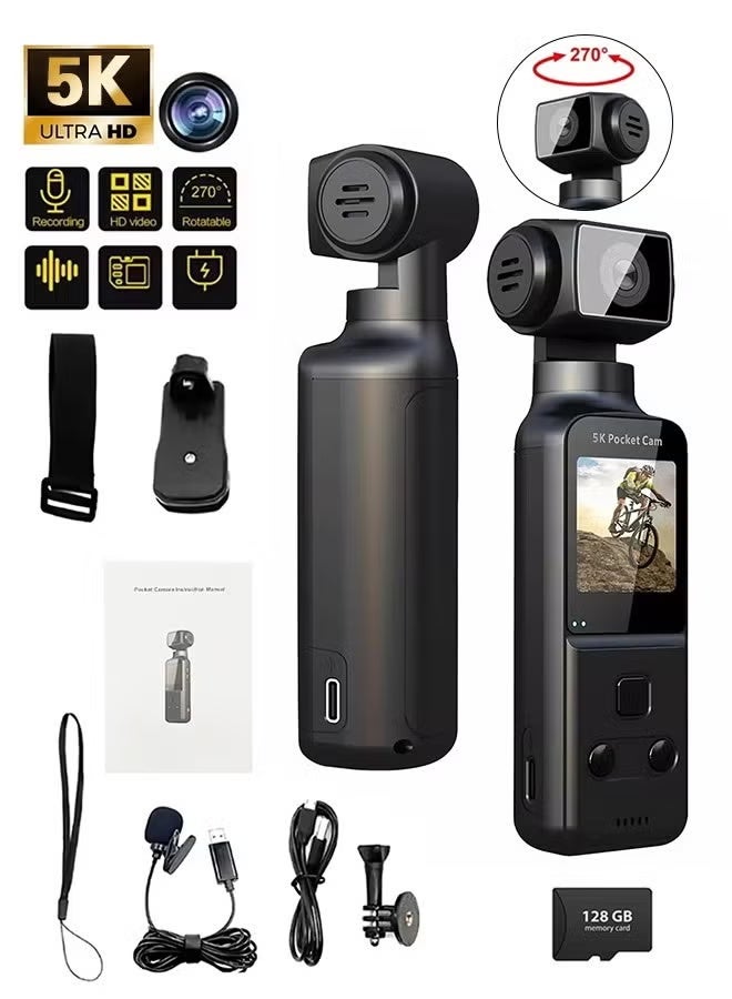 5K HD Anti-Shake Sports Camera, 270 Degree…