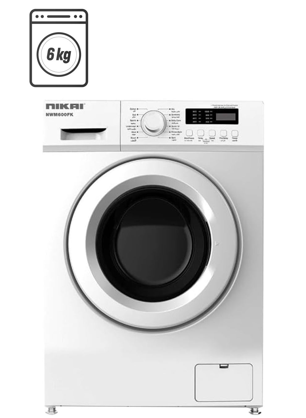 6KG 1000 RPM Front Load Washer With 12 Programs,…