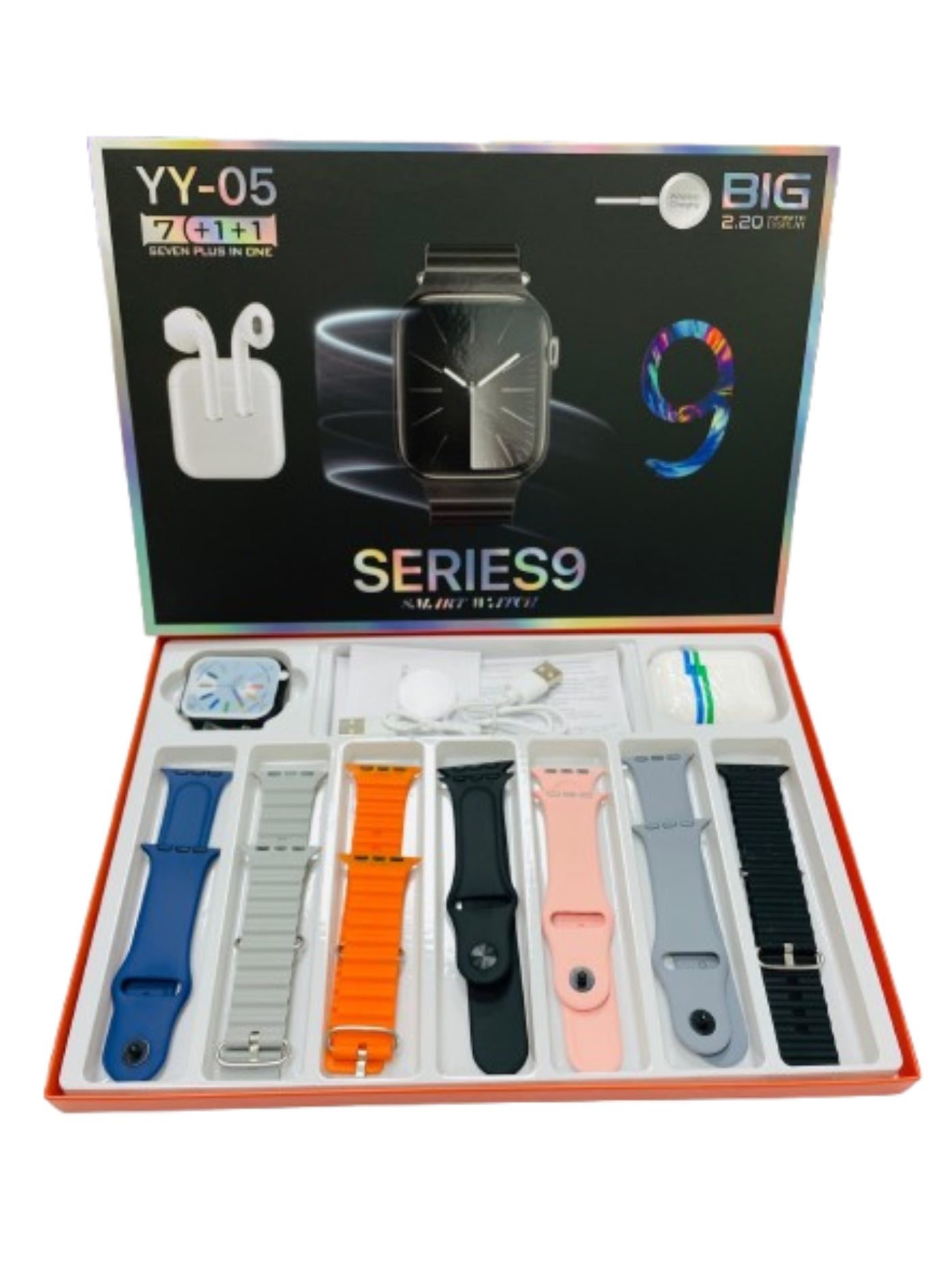 Compare Smart Watch Ultra 7+1+1 with Earphones 8 Straps Full Touch Color Screen Bluetooth Calling Health and Sports Smartwatch Multicolor at KSA Price