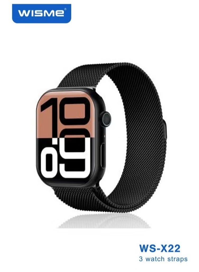 Compare WSX22 Waterproof Smartwatch with FullScreen HD Display, Bluetooth Calling & Notifications, Advanced Fitness Tracking, Heart Rate & Sleep Monitoring, Sports & Activity Modes, Long Battery Life, and Three Interchangeable Straps – Black at KSA Price