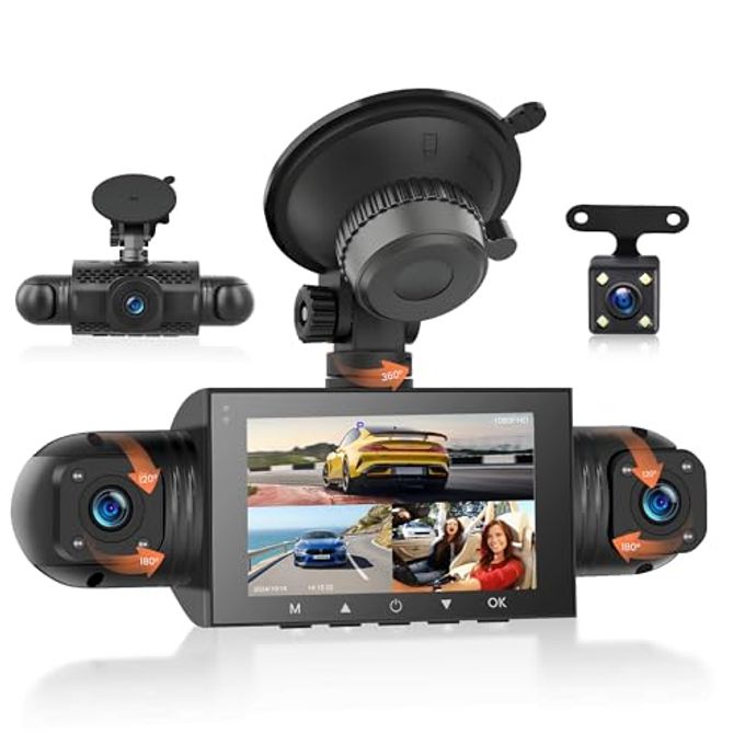 Compare 360 Degree View 4 Channel Dash Cam Front And Rear Inside Left Right, Dash Camera For Cars, BuiltIn Night Vision, 247 Recording Parking Mode Monitor at KSA Price