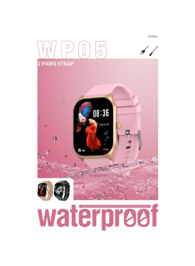 Compare WP05 Waterproof Smartwatch with FullTouch Display, Dual Strap Set 2 Pairs, Stylish & Durable Design – Gold at KSA Price