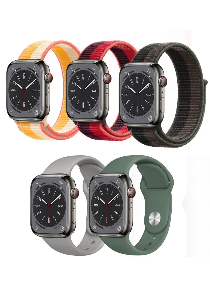Compare 5pcs Watch Bands Replacement for Apple Watch Strap Compatible with Apple Watch 42414038mm Series 10987654SE at KSA Price