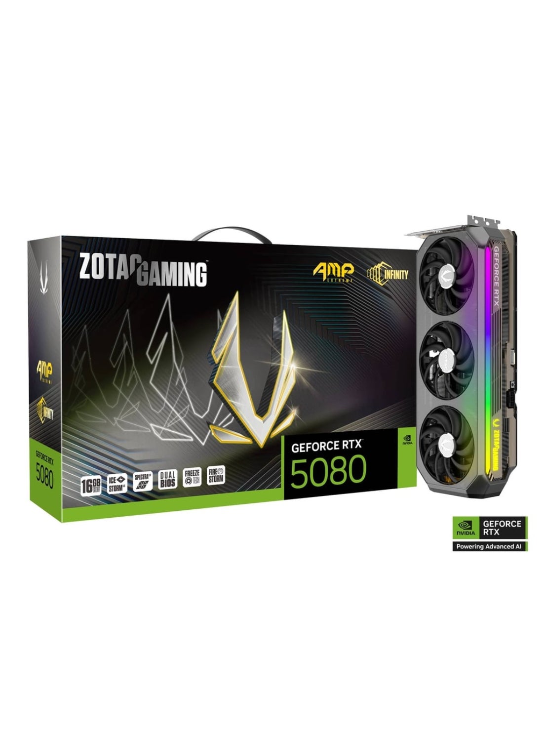 Compare GAMING GeForce RTX 5080 AMP Extreme INFINITY Graphics Card, 16GB GDDR7, NVIDIA Blackwell Architecture, DLSS 4, 10,752 CUDA Cores, 2670 MHz Engine Clock, 30 Gbps Memory, PCIe 5.0, IceStorm 3.0 Cooling, Infinity Mirror Design, SPECTRA at KSA Price