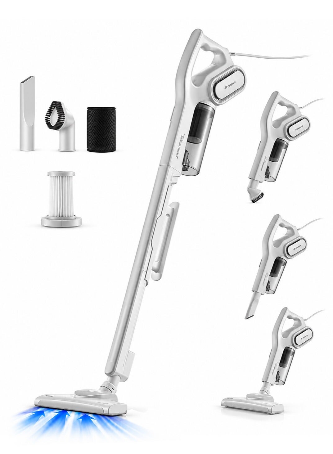Compare Portable 2In1 Handheld and Upright Vacuum Cleaner, HEPA Filter with Lightweight body and Low Noise Low Noise Triple Filter Vertical Dust Collector 600 W DX700 White at KSA Price