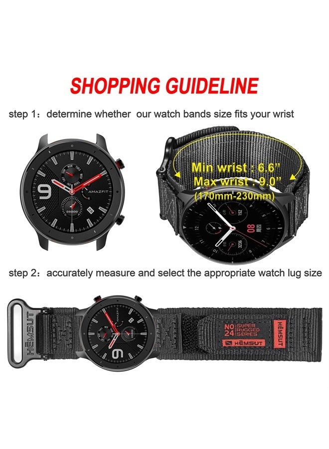 Compare Watch Bands Compatible with Amazfit, Rugged Nylon Sports Strap With Woven Loop Design for Amazfit GTR 2e GTR 2 GTR 3 ProGTR 3 GTR 4 Smartwatch at KSA Price