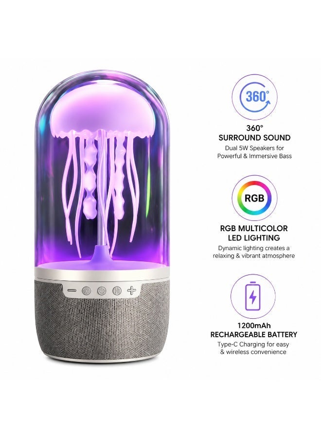 Compare Jellyfish Bluetooth Speaker RGB Night Lamp  Wireless Jellyfish Speaker with Multicolor LED Light, 360° Sound, TF Card & AUX Support, TypeC Rechargeable at KSA Price