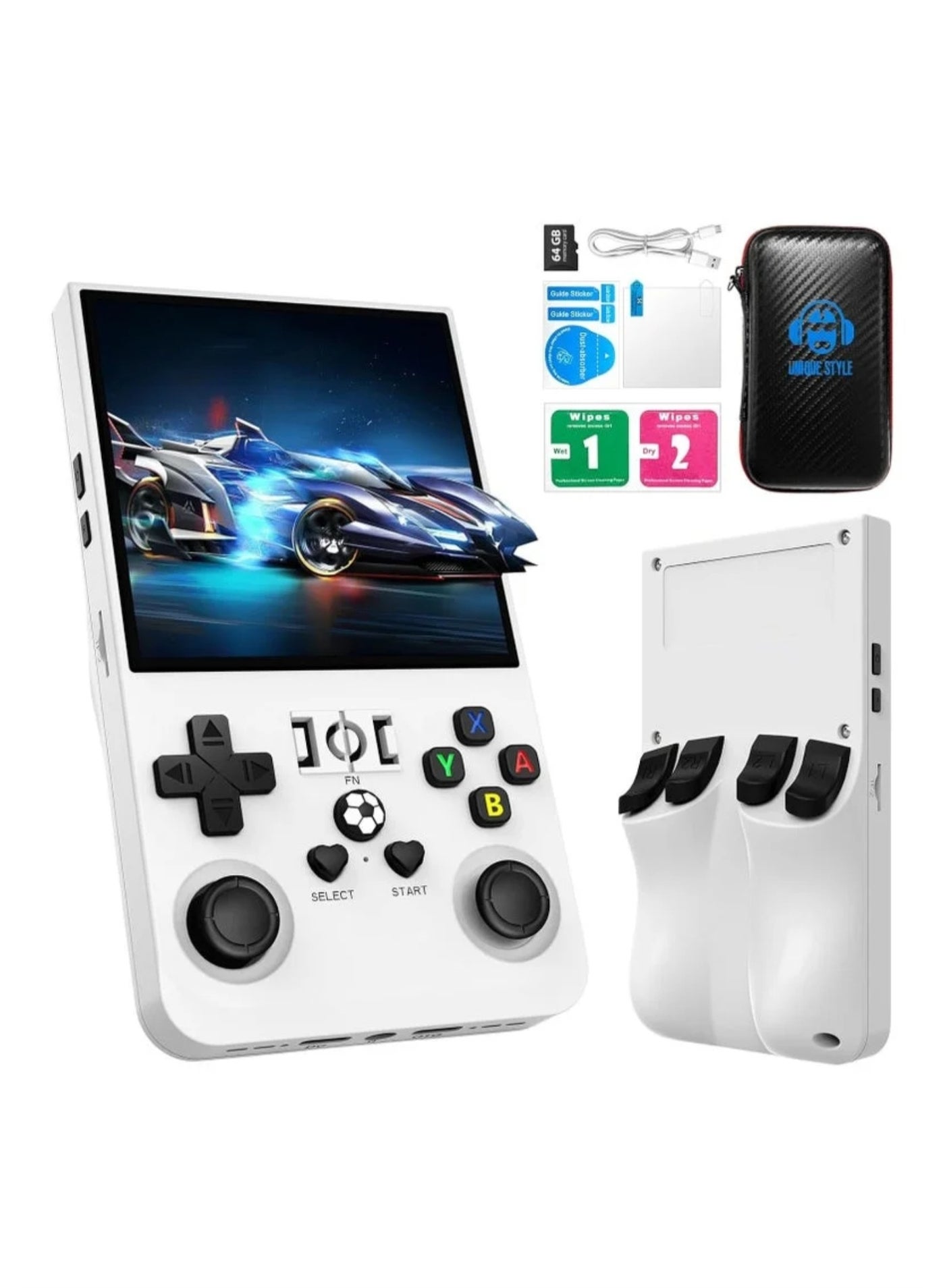 Compare R36MAX Handheld Game Console, Portable Retro Video Player, 4.0inch IPS Screen Open Source Linux System (64GB, White) at KSA Price