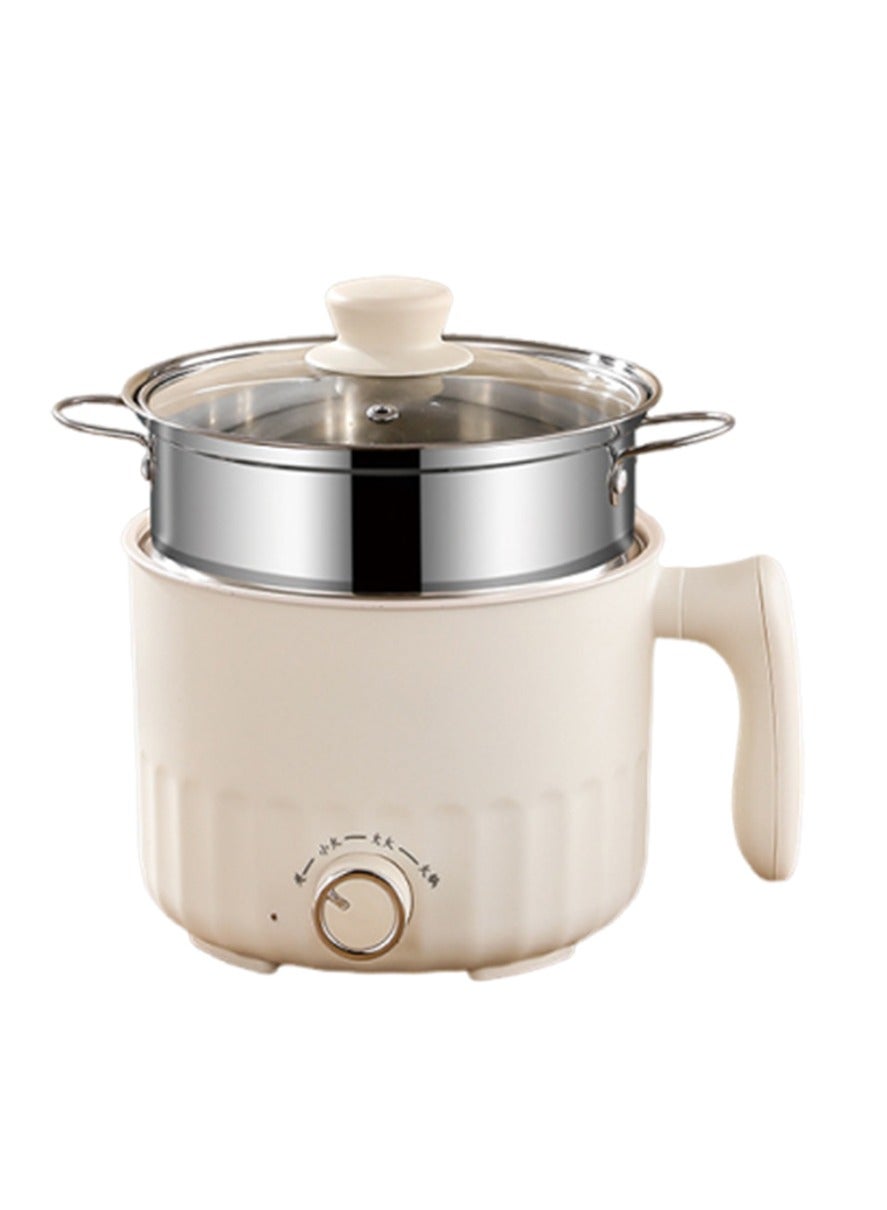 Compare Premium 1.8L Electric Cooker  MultiFunction Stainless Steel Pot with Steamer for Dorm & Home, 800W Power, Shatterproof Lid & CoolTouch Handle Ivory White at KSA Price