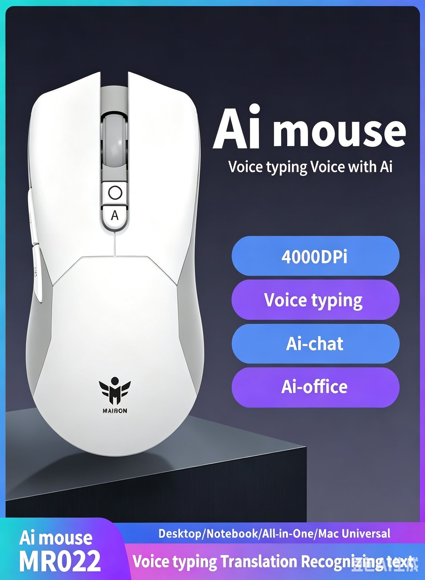 AI Wireless Gaming Mouse, 4000 Adjustable DPI,…
