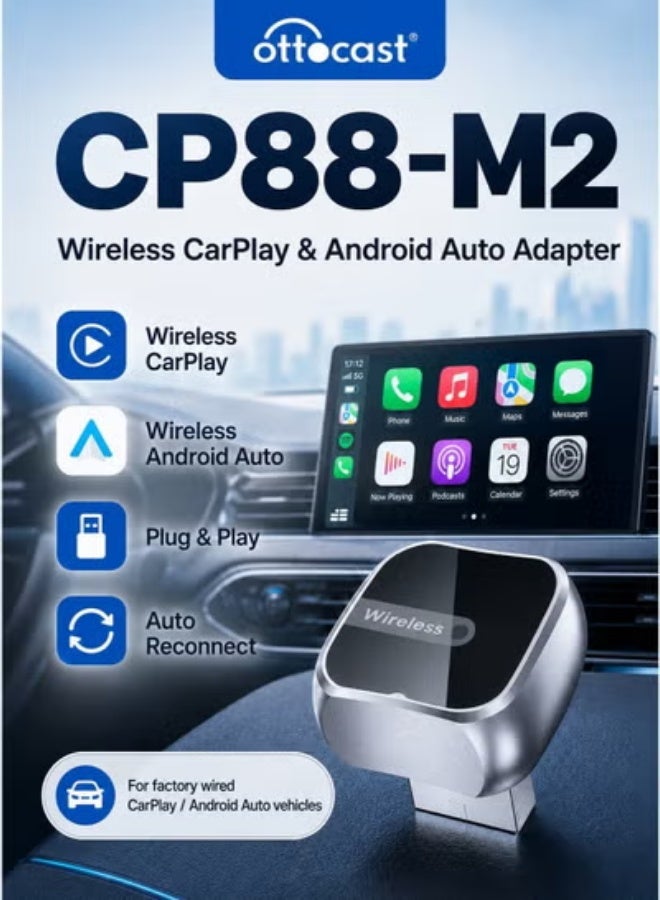 OTTOCAST CP88-M2 Wireless CarPlay & Android Auto…