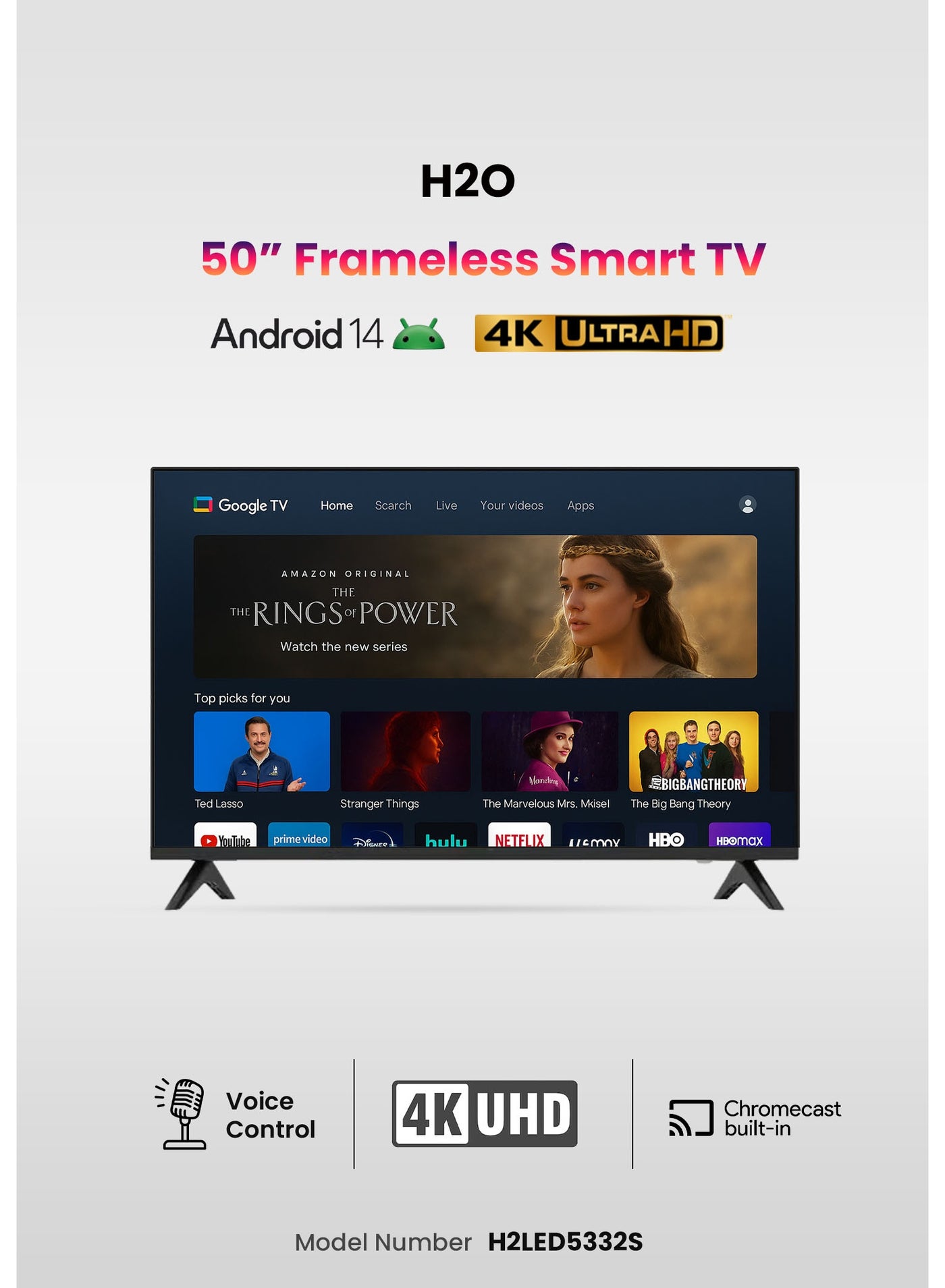 Compare 50Inch Frameless Smart TV with Android 14 – 4K UHD, Google Assistant, Chromecast BuiltIn, Voice Remote at KSA Price