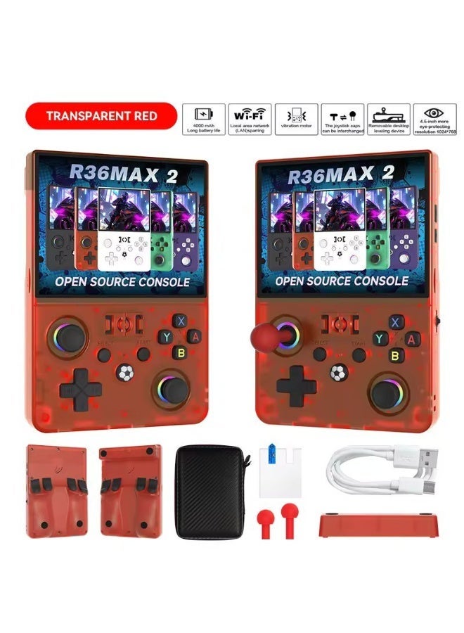 Compare R36MAX 2 Retro Portable Handheld Game Console 4.5 Inch IPS Screen Linux Gaming System 64GB Built In Classic Games Pocket Video Game Player Rechargeable Battery Red at KSA Price