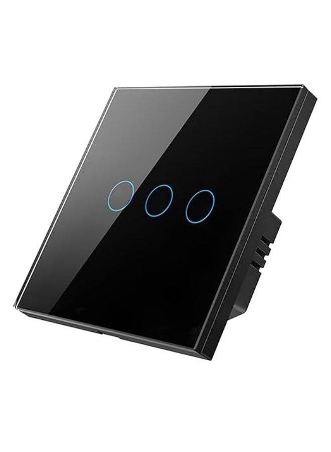 Zigbee Touch Switch – 3 Gang (Black) | Neutral & No-Neutral…