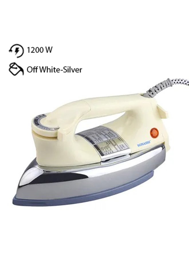 Compare Heavy Iron  Grey Ceramic Coated Soleplate | Overheat Safety Protection with Easy Temperature Settings | Heavy Iron Box Suitable for All Fabrics 1200 W SHI6012 Off WhiteSilver at KSA Price